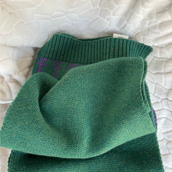 Tory Burch Merino Fair Isle Scarf Dark Ceramic Green - Picture 10 of 13